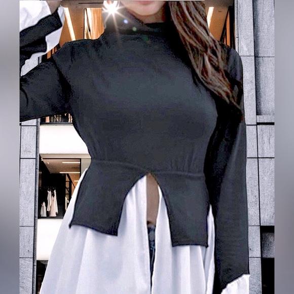 Couture Two Tone Ruffle Hem Sweater - Picture 11 of 16